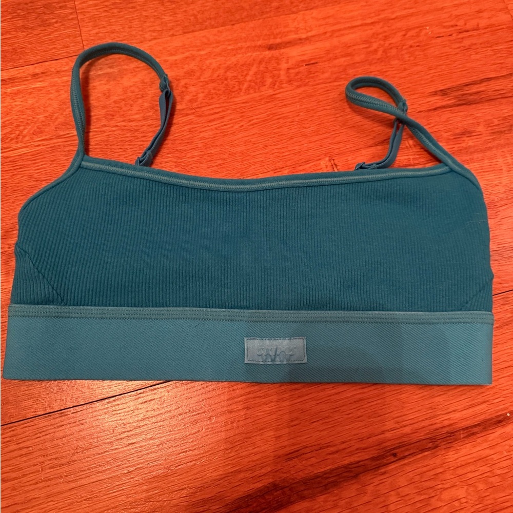 Skims Teal Ribbed Bralette